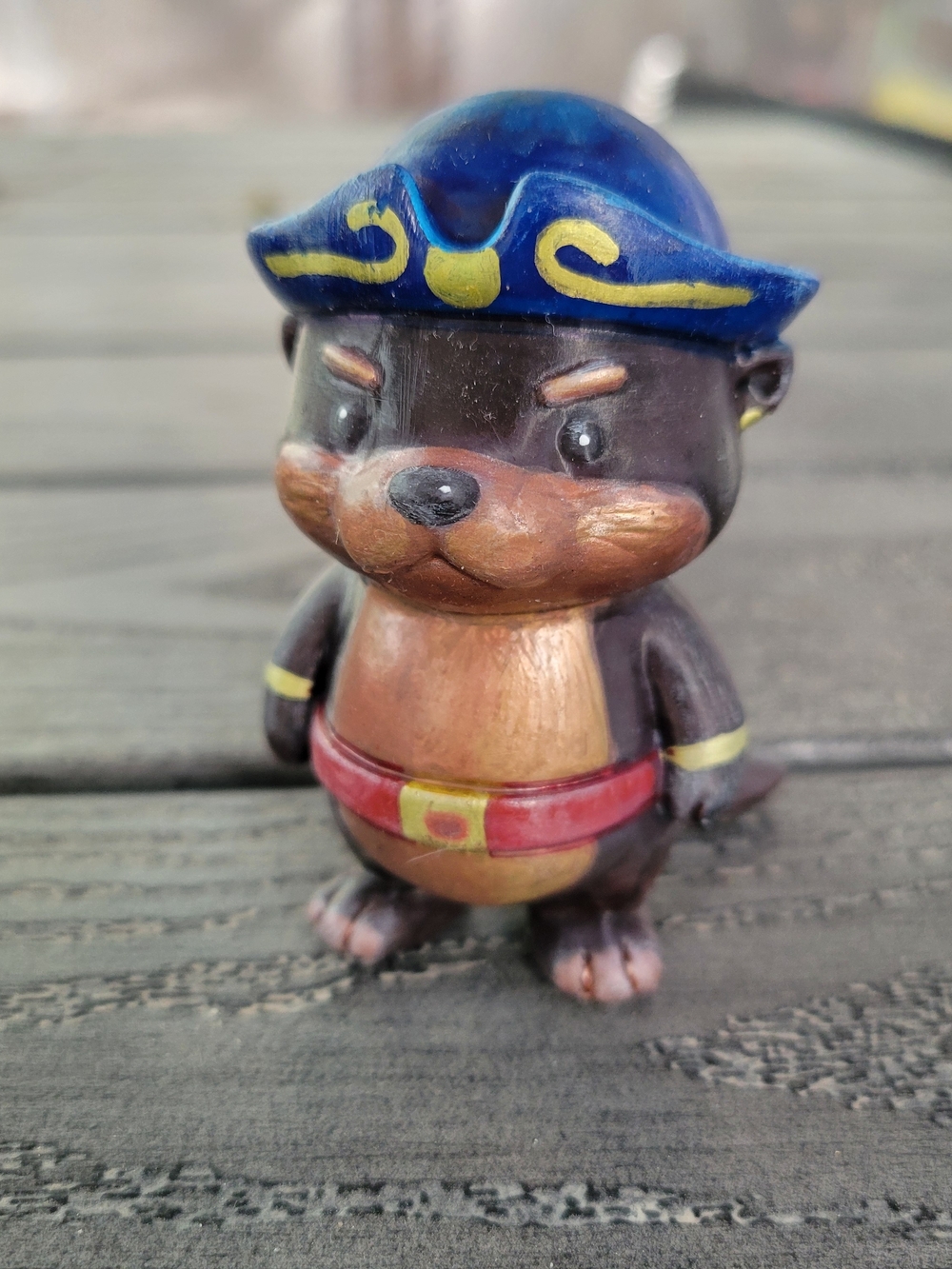 Hand-Painted 3D Printed Pirate Otter Resin Figurine Desk Decor